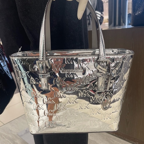 MICHAEL KORS Jet Set Extra-Small Patent Logo Debossed Convertible TZ Tote
Silver - Picture 7 of 16